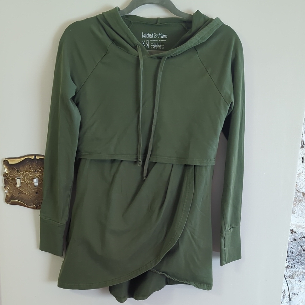 Latched Mama Olive Hooded Layered Dress
